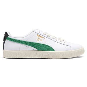 PUMA Clyde Base Leather Lace Up Green Sneakers White Green Casual Shoes NIB 11.5